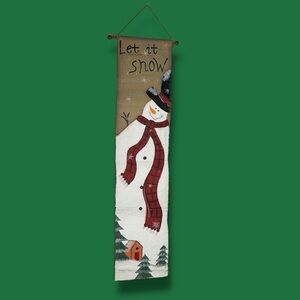 “Let It Snow” Snowman Hanging Sign Christmas Banner - “Ice Skating”